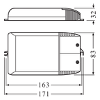 Osram Vorschaltgerät PT-FIT 35/220-240 I Powertronic – Maßzeichnung