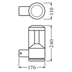 Ledvance Outdoor Facade Lantern 12W/3000K Grey IP54 610lm neutralweiß nicht dimmbar – Maßzeichnung