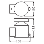 Ledvance Outdoor Facade Pole 6W/3000K Steel Sensor IP44 360lm neutralweiß – Maßzeichnung