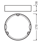 LEDVANCE Zubehör Aufbaurahmen DL Slim Round Frame/ Rahmen 155 weiß – Maßzeichnung