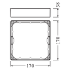 LEDVANCE Zubehör Aufbaurahmen DL Slim Square Frame/ Rahmen 155 weiß – Maßzeichnung