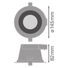LEDVANCE LED Einbauleuchte DL Comfort D130 13W/830/840/857 1030lm/1210lm/1110lm 60° weiß IP54 tunable white – Maßzeichnung
