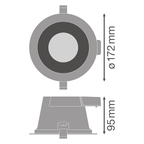 LEDVANCE LED Einbauleuchte DL Comfort D155 18W/830/840/857 1400lm/1620lm/1470lm 60° weiß IP54 tunable white – Maßzeichnung