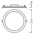 LEDVANCE LED Einbauleuchte DL Slim Round/Rund D210 18W/840 1530lm 120° weiß IP20 kaltweiß nicht dimmbar – Maßzeichnung