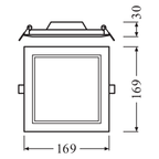 LEDVANCE LED Einbauleuchte DL Slim Square/Eckig 155 12W/830 1020lm 120° weiß IP20 warmweiß nicht dimmbar – Maßzeichnung
