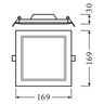 LEDVANCE LED Einbauleuchte DL Slim Square/Eckig 155 12W/865 1020lm 120° weiß IP20 tageslichtweiß nicht dimmbar – Maßzeichnung