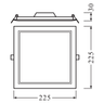 LEDVANCE LED Einbauleuchte DL Slim Square/Eckig 210 18W/865 1530lm 120° weiß IP20 tageslichtweiß nicht dimmbar – Maßzeichnung