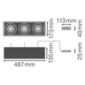 LEDVANCE LED Einbauleuchte Spot Multi 3x 30W/830 3 x 2700lm 38° weiß/schwarz IP20 warmweiß – Maßzeichnung