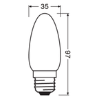 OSRAM LED Star Retrofit Classic B 4-40W/827 warmweiß E27 470lm matt - Blister – Maßzeichnung