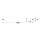 Osram / Ledvance LED Tube T8 190° Superior 12-36W/830 warmweiß 1890lm G13 KVG AC 220-240V 1200mm – Maßzeichnung