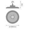 LEDVANCE LED-Hallenleuchte High Bay V 145W 865 26.100 lm 90° IP66 IK10 schwarz – Maßzeichnung