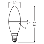Osram / Ledvance LED Classic B 220° Value 7,5-60W/840 kaltweiß 806lm E14 220-240V – Maßzeichnung