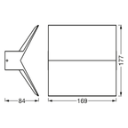 Osram LED Wandleuchte Endura Style Bat 9,5W/3000K 580lm warmweiß nicht dimmbar dunkelgrau IP44 – Maßzeichnung