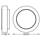 Osram LED Wandleuchte Endura Style Disc 8W/3000K 370lm warmweiß nicht dimmbar stahl IP44 – Maßzeichnung