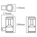 Osram LED Wandleuchte Endura Style Lantern Modern 12W/3000K 610lm warmweiß nicht dimmbar dunkelgrau IP44 – Maßzeichnung