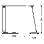 Osram LED Schreibtischleuchte Office Line Banker 7W/3000-6500K 418lm tunable white dimmbar schwarz IP20 – Maßzeichnung
