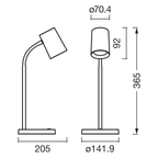 Osram Schreibtischleuchte Office Line Trapezium 1-flammig GU10 nicht dimmbar weiß IP20 – Maßzeichnung