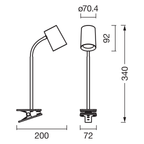 Osram Schreibtischleuchte Office Line Trapezium 1-flammig GU10 nicht dimmbar grau IP20 – Maßzeichnung