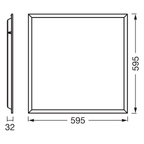 Osram LED Panel Essential 60x60cm UGR19 40W/3000-6500K 3600lm tunable white nicht dimmbar weiß IP20 – Maßzeichnung