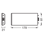 Osram LED Unterbauleuchte Socket Flood Extension 3,85W/3000K 250lm warmweiß nicht dimmbar schwarz IP20 – Maßzeichnung