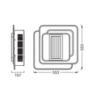 LEDVANCE LED Deckenventilator Grill Square 55W/3000-6500K 3100lm tunable white dimmbar weiß IP20 – Maßzeichnung