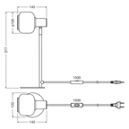 Osram Tischleuchte Decor Firefly 1-flammig E14 nicht dimmbar schwarz IP20 – Maßzeichnung