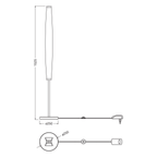 Osram LED Stehleuchte Decor Flat Felt 23W/3000K 800lm warmweiß nicht dimmbar dunkelgrau IP20 – Maßzeichnung