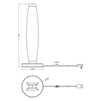 Osram LED Tischleuchte Decor Flat Felt 13W/3000K 350lm warmweiß nicht dimmbar dunkelgrau IP20 – Maßzeichnung