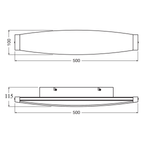 Osram LED Wandleuchte Decor Flat Felt 13W/3000K 450lm warmweiß nicht dimmbar dunkelgrau IP20 – Maßzeichnung