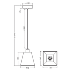 Osram Pendelleuchte Decor Gleam Weight 1-flammig E14 nicht dimmbar beige IP20 – Maßzeichnung