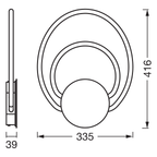 Osram LED Wandleuchte Decor Helios Click Select 12W/3000K 960lm warmweiß nicht dimmbar dunkelgrau IP20 – Maßzeichnung