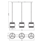 Osram Pendelleuchte Decor Hornet Linear 3-flammig E27 nicht dimmbar schwarz/gold IP20 – Maßzeichnung