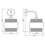 Osram Wandleuchte Decor Hornet 1-flammig E27 nicht dimmbar schwarz/gold IP20 – Maßzeichnung