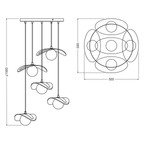 Osram Pendelleuchte Decor Pearl 5-flammig G9 nicht dimmbar beige IP20 – Maßzeichnung