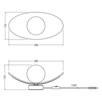 Osram Tischleuchte Decor Pearl 1-flammig G9 nicht dimmbar beige IP20 – Maßzeichnung