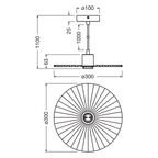 Osram Pendelleuchte Decor Plissee 1-flammig E27 nicht dimmbar beige IP20 – Maßzeichnung