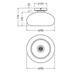 Osram Deckenleuchte Decor Smoke Glass 1-flammig E27 nicht dimmbar schwarz IP20 – Maßzeichnung