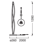 Osram LED Stehleuchte Decor Swirl Touch 22W/3000K 2400lm warmweiß dimmbar dunkelgrau IP20 – Maßzeichnung