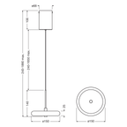 Osram LED Pendelleuchte Decor Yoyo 6,5W/3000K 390lm warmweiß nicht dimmbar beige IP20 – Maßzeichnung