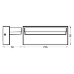Osram LED Wandleuchte Endura Style Robust 12W/3000K 1000lm warmweiß nicht dimmbar dunkelgrau IP54 – Maßzeichnung