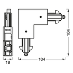 Osram Stromschienen-Zubehör Tracklight Corner Connector schwarz – Maßzeichnung
