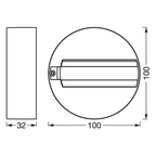 Osram Stromschienen-Zubehör Tracklight Round Base weiß – Maßzeichnung
