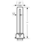 Osram Dulux S/E 9W/827 2G7 Lumilux Interna – Maßzeichnung