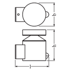 Ledvance Outdoor Facade Pole 6W/3000K Steel Sensor IP44 360lm neutralweiß – Maßzeichnung 2