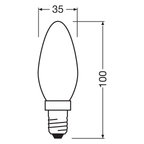 Osram LED Base Classic B Retro 4-40W/827 E14 470lm echt warmweiß nicht dimmbar matt - 3er Pack – Maßzeichnung