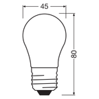 Osram LED Base Classic P Glas 4-40W/827 E27 matt 300° 470lm warmweiß nicht dimmbar 3er Pack – Maßzeichnung