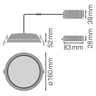 LEDVANCE LED Einbauleuchte DL ALU D150 14W/865 1330lm 100° weiß IP44 tageslichtweiß – Maßzeichnung