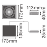 LEDVANCE LED Einbauleuchte Spot Multi 1x 30W/830 1 x 2700lm 38° weiß/schwarz IP20 warmweiß – Maßzeichnung