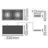 LEDVANCE LED Einbauleuchte Spot Multi 2x 30W/840 2 x 2700lm 38° weiß/schwarz IP20 kaltweiß – Maßzeichnung
