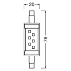 Osram LED Slim Line 6-60W/827 warmweiß R7s 806lm 78mm – Maßzeichnung